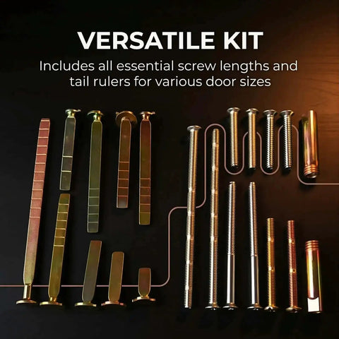 Versatile kit of screws and tailpieces for Beefy Thick Door Lock Extension Kit For Deep Doors, includes SC1 SC4 KW1 keyways.