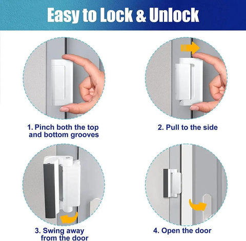 Door Reinforcement Lock With 800 Lbs Of Force Resistance White Alloy Door Lock for Kids Safety installation guide