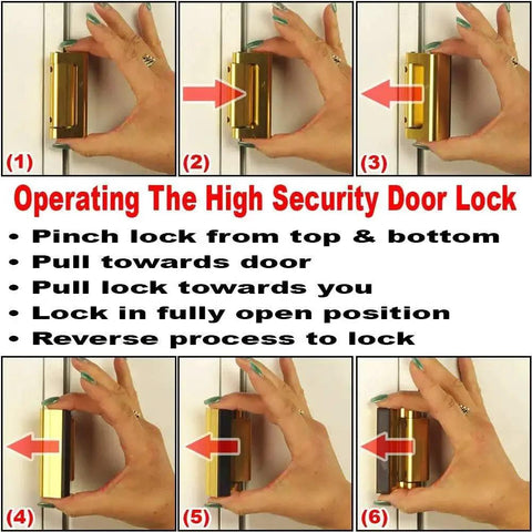 Door Reinforcement Lock Heavy Duty Aluminum Security Device For Exterior Doors With 800 Pound Force Rating Satin Nickel Finish And 3 Inch Screws operation guide
