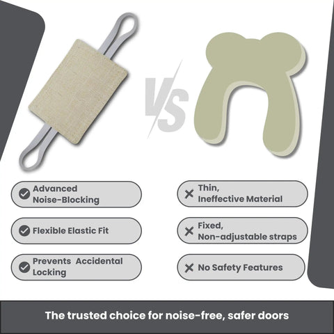 Comparison of Door Noise Blocker With Elastic Straps Easy Install Latch Cover and thin ineffective material option with features