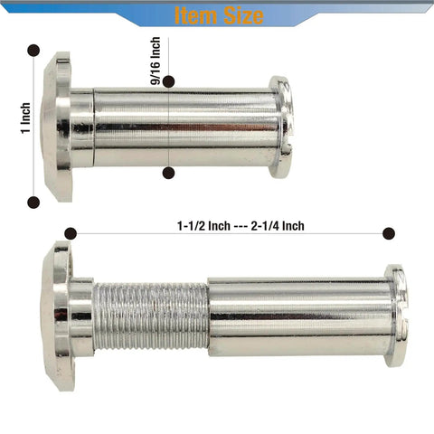 Wide Angle Door Peephole Viewer Kit, 2 Pack For One And A Half To Two And A Quarter Inch Doors, 180 Degree View For Enhanced Security And Convenience, Includes 14mm Tungsten Carbide Wood Drill Bit, Bright Chrome Finish, Easy Installation, side view