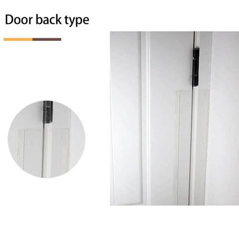 47.2 Inch Roll Door Pinch Guard Safety Stopper for Finger Pinch Prevention installed on door back with hinge close-up