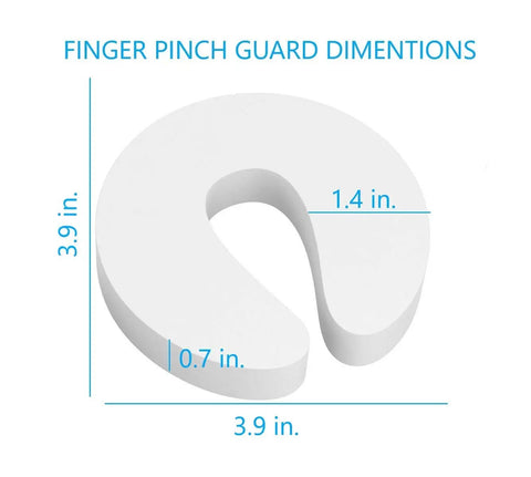 Door Pinch Guard Baby Door Stopper 6 Pack Soft Foam Keeps Tiny Fingers Safe and Doors From Slamming, dimensions labeled.