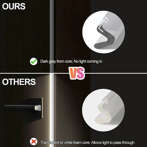 Comparison of 40FT Extra Long Kerf Weather Stripping Door Seal for Large Gaps and Easy Installation (White) vs translucent foam.
