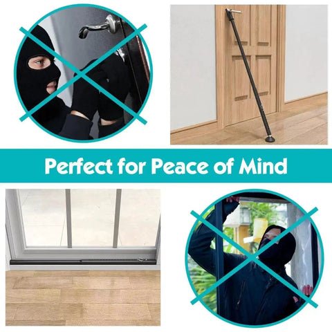 Adjustable Sliding Door Security Bar 19 To 52 Inches 3 In 1 Door Stopper Barricade Jammer for knob and floor contact installed on door and window