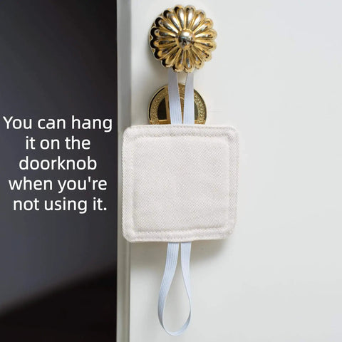 3 Pack Door Silencers And Stoppers With Adjustable Elastic Straps, Soft Cotton Cushioned Pad on doorknob, linen finish