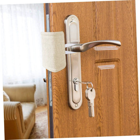 Close-up of Nine Piece Door Silencers Noise Reduction Cushions For Doors Easy Install No Drill Latch Covers on wooden door