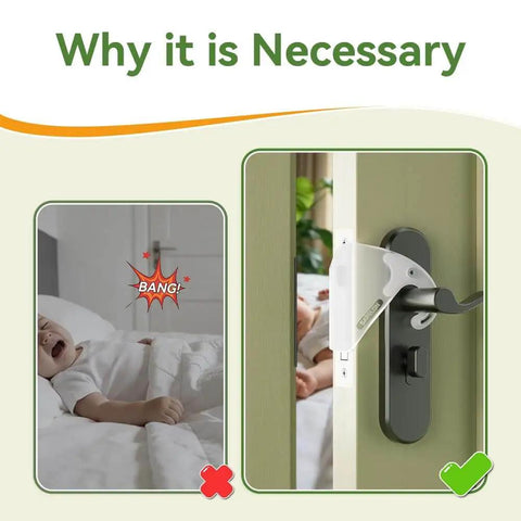 Two Pack Door Silencer For Quiet Close, Child Proof Door Closer Cushion And Baby Door Latch Cover installed on door
