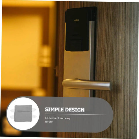 Side view of door with card lock, featuring Experience quiet living with this 2-pack door silencer cushion set that reduces slams in bedrooms, nurseries, and offices; tool-free installation, soft foam protection for doors and walls, durable latch cover for steady, silent closures.