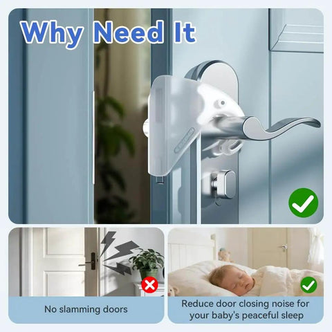 2 Pack Quiet Close Door Silencer Cushions For Noise Reduction installed on door handle to prevent slamming and ensure peace