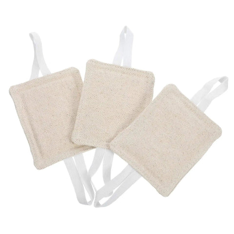 Three beige Nine Piece Door Silencers Noise Reduction Cushions For Doors Easy Install No Drill Latch Covers with white straps