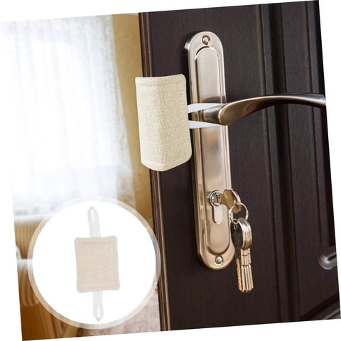 Three Pack Door Silencers Easy Install Door Slam Preventer No Tools Required for Safety installed on a door handle