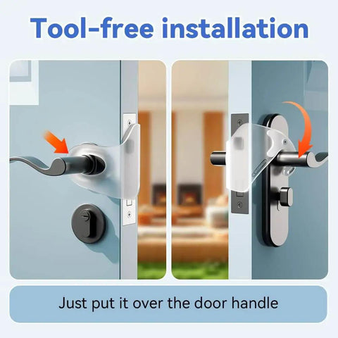 2 Pack Quiet Close Door Silencer Cushions For Noise Reduction, Child Proof Baby Door Latch Cover Closer installed on door handle