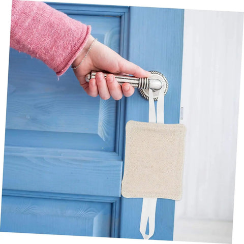 Three Piece Door Silencers Set Heavy Duty Slam Stoppers Easy Install Latch Covers on blue door handle for noise reduction