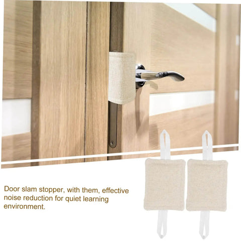 Three Piece Door Silencers Set Heavy Duty Slam Stoppers Easy Install Latch Covers for Nursery No Drill Noise Reduction on door.