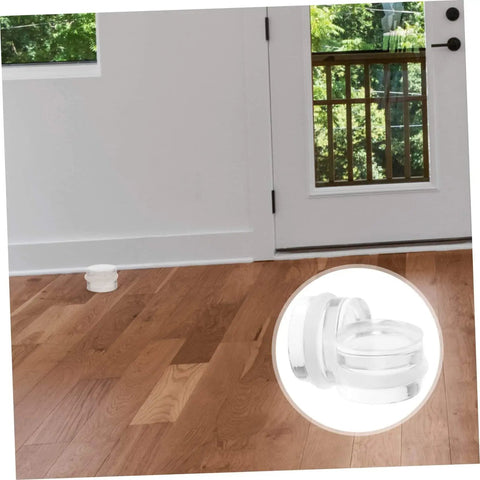 Six Piece Door Silencer And Stopper Sliding Buffer Set installed on wooden floor near door for noiseless closing and safety