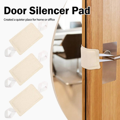 Soft door silencers reduce slams and noise for nurseries, featuring a durable double-layer polyester design shown on a wooden door.