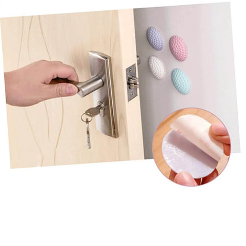 4 Piece Thickening Door Slam Silencer Wall Mount Mute Door Stopper Wall Crash Pad Protector with adhesive installation view.