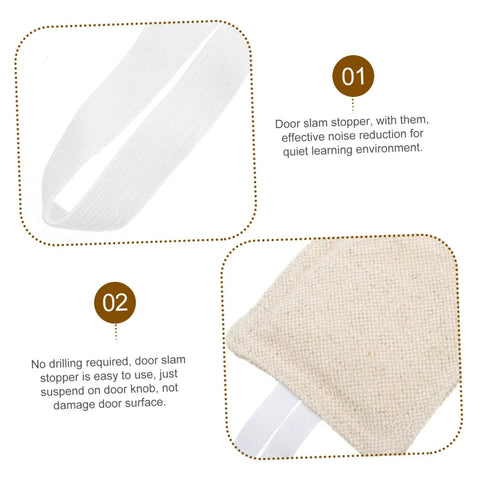 Close-up of beige Three Piece Door Silencers Set Heavy Duty Slam Stoppers Easy Install Latch Covers for Nursery No Drill Noise Reduction.