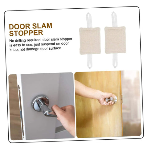 Three door slam stoppers provide quiet, damage-free openings with tool-free installation, anti slam and surface protection.