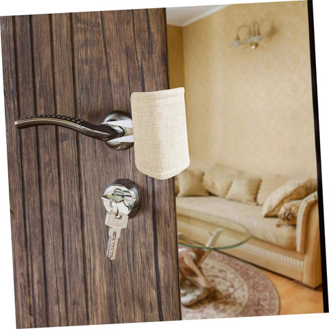 3 Piece Door Slam Stopper Set For Noise Reduction And Door Protection on handle, beige silencer in modern living room