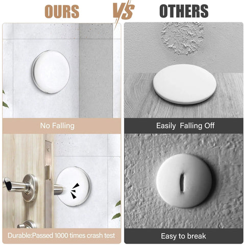 Comparison of 8 Pack 2 Inch Door Stoppers For Walls, Clear Rubber Door Handle Bumpers with other brands, showing durability and adhesion.