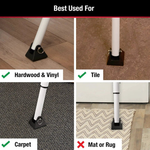 Sliding Door Stopper And Dual Function Security Bar For Hinged And Sliding Doors, Adjustable For Various Floor Types