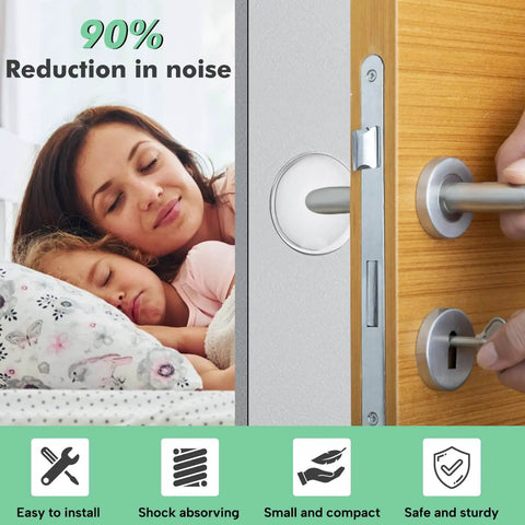 Image of Medium 2 Inch Door Stopper Set Of 6 Heavy Duty Wall Protectors for door knobs, self adhesive shield on wall.