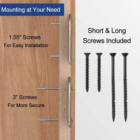 Extended Lip Strike Plate Two And A Half By Two And A Quarter Inch Heavy Duty Matte Black Door Latch Striker with screws on wood