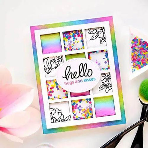 Greeting card with floral and dotted design made using Dotted Square Frame Cutting Die Set For Card Making And Scrapbooking