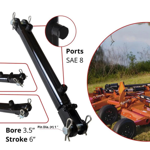 ✝️ Hydraulics Double Acting Hydraulic Cylinder - Clevis End Hydraulic Cylinder 3500 PSI - Heavy Duty Clevis 3.5" bore 6" Stroke