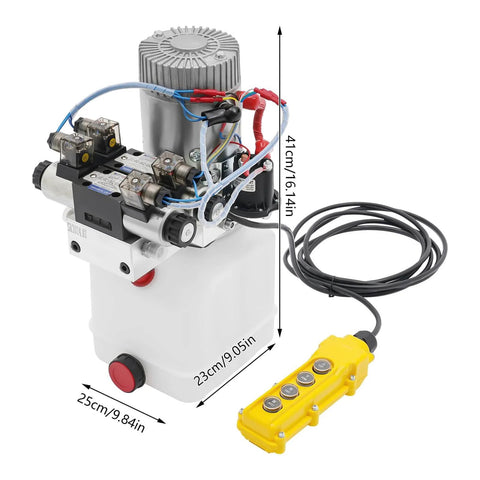 Double Acting Hydraulic Pump 12V DC 4.5 Quart Hydraulic Power Unit 1.6kW 3000RPM 22MPA with controller and dimensions