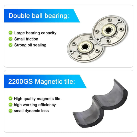 Double ball bearing and 2200GS magnetic tile for High Torque DC Motor 12V/24V Permanent Magnet CW CCW 30W 3500/7000 RPM