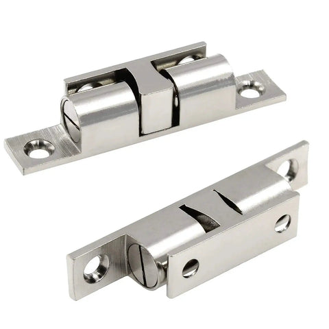 Double Ball Tension Roller Catch Latch Set 2.75 Inches For Cabinet Closet And Furniture Doors Solid Brass Hardware With Screws