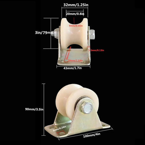 Pulley, Pulley Wheel, Directional Sheave, Track Wheel for Round Tube, Double Bearing for Industrial Machines, Sliding Door, 80mm/3in