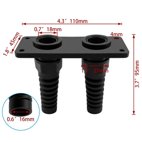 Marine Grade PG16 Cable Gland With Anodized Aluminum Base Waterproof IP68 Nylon Joint with dimensions shown