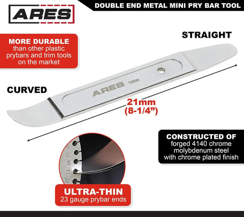 Compact Double End Metal Skin Wedge Prybar Tool By ARES with 23-gauge ultra-thin ends and durable steel construction, 21mm size.