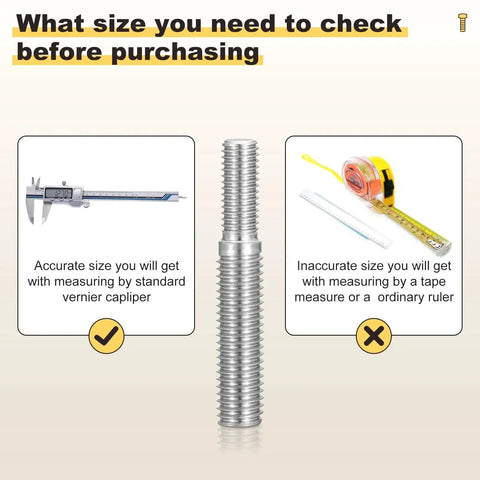 Double End Threaded Stud Screws M8 To M6 40mm 2Pcs 304 Stainless Steel with measurement tools comparison