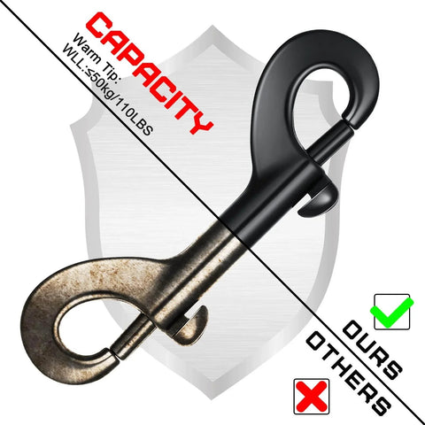 Double Ended Bolt Snap Set Eight Pieces Heavy Zinc Alloy Clips For Multipurpose Use Durable Black Metal Hooks 4.7 Inch Length