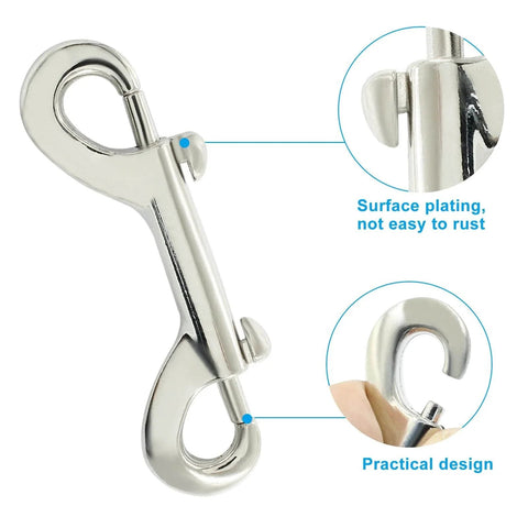 2 Pack Double Ended Bolt Snap Hooks Three And A Half Inch Zinc Alloy Metal Clips Heavy Duty Trigger Chain Clips, close-up