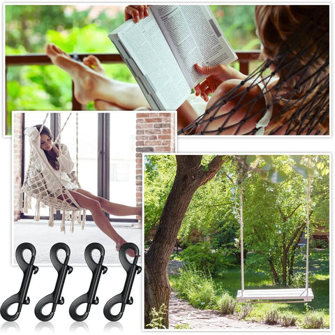 Double Ended Bolt Snap Set Eight Pieces Heavy Zinc Alloy Clips For Multipurpose Use Durable Black Metal Hooks 4.7 Inch Length