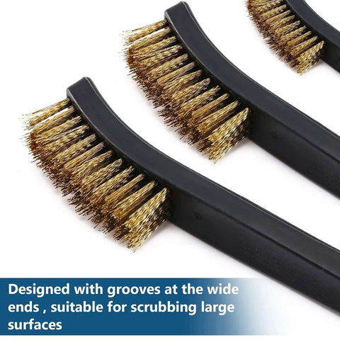 Close-up of Scratch Brush Set for Gun Cleaning with grooves for scrubbing, featuring double-ended wire bristle brushes.