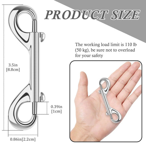 3.5 Inch Double Ended Snap Hooks 110lbs Zinc Alloy Heavy Duty Bolt Snap Clips shown in hand for size reference