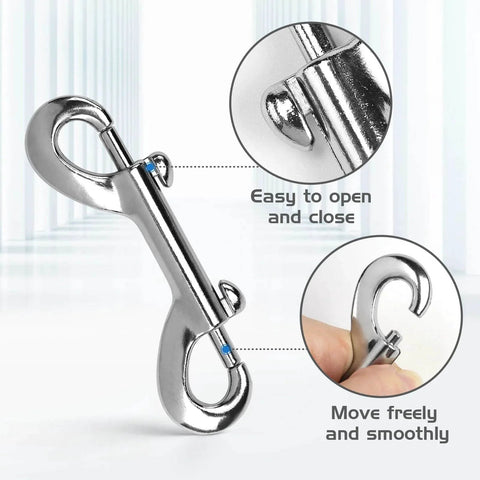 4 Pack Double Ended Snaps 3.5 Inch Zinc Alloy Trigger Metal Clips Silver Double Ended Snap Hooks For Dog Leash Water Buckets Key Holder