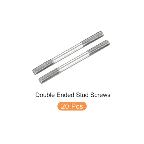 Double Ended Stud Screws M4 50mm 304 Stainless Steel Rod Bolts 20 Pieces, showing two screws on white background
