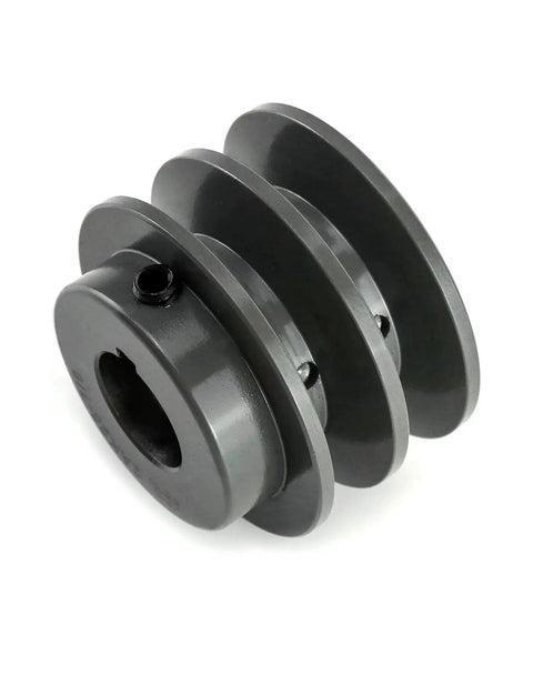 Double Groove Pulley For V Belt Drive A For 3L And 4L Belts 2.55 Inch Outside Diameter Seven Eighths Inch Fixed Bore AK Style Cast Iron Pulley
