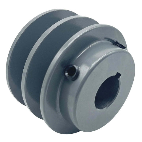 2.55 Inch Double Groove V Belt Pulley With Three Quarter Inch Bore Cast Iron Construction for A, 3L and 4L Belts.