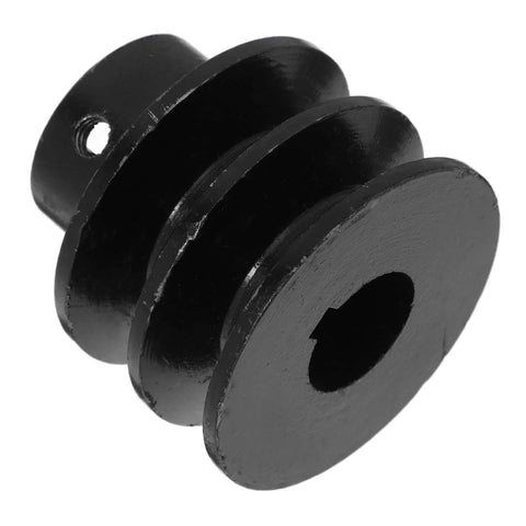 Replacement Pulley Wheel for Belt Pulleys Gas Engine Double Groove V-Belt Sheave Smooth Operation, black cast iron close-up