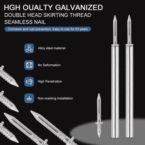 400 Pcs Double Head Skirting Nails With Four Tools for seamless baseboard installation, alloy steel, no deformation, high penetration.