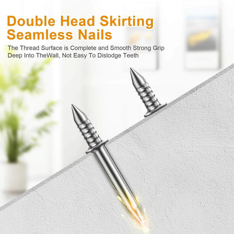400pcs Double Head Skirting Nails with 4 Tools displayed with seamless design and strong grip for solid wood trim installation.
